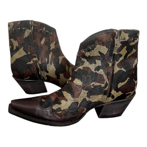 Tony Lama Anahi Camo Ankle Snip Toe Cowboy Boots Size 9B - Picture 8 of 13